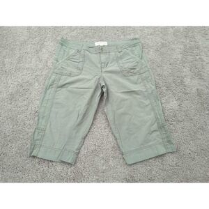 Aeropostale Capri Pants Womens 13/14 Green Striped‎ Mid Rise 100% Cotton Casual